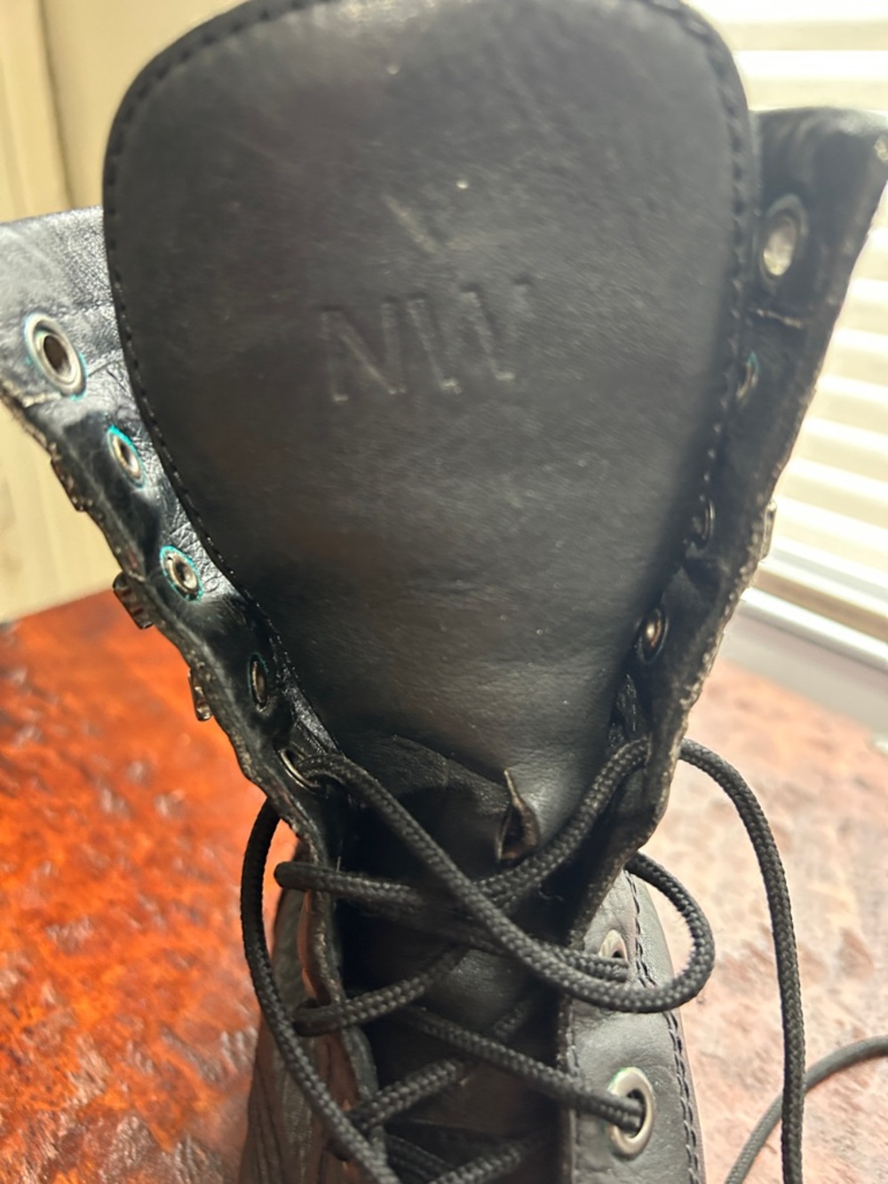 Nine West Black Leather Combat Boots Vintage - Picture 7 of 8